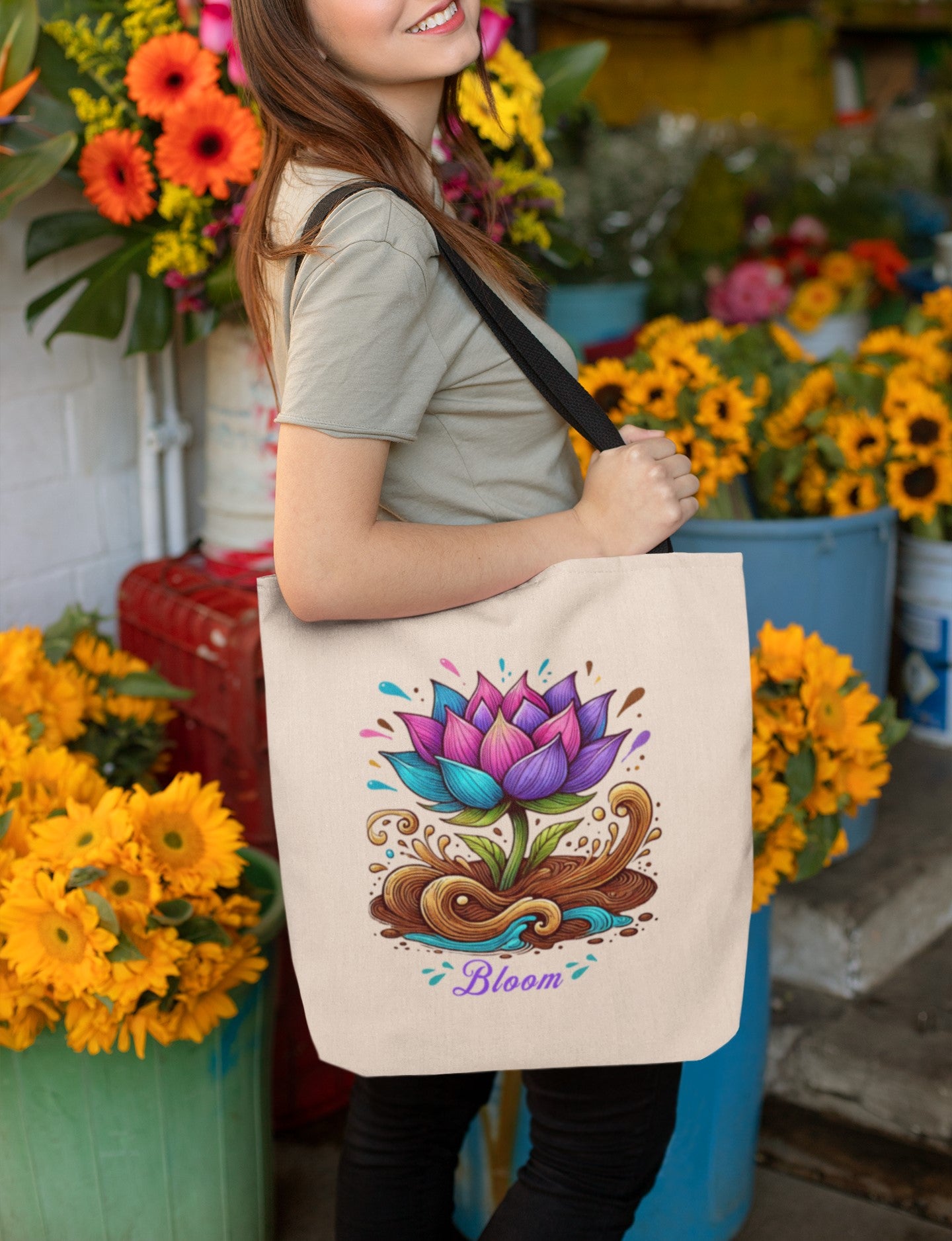 Lotus Flower "Bloom" Inspirational Tote Bag