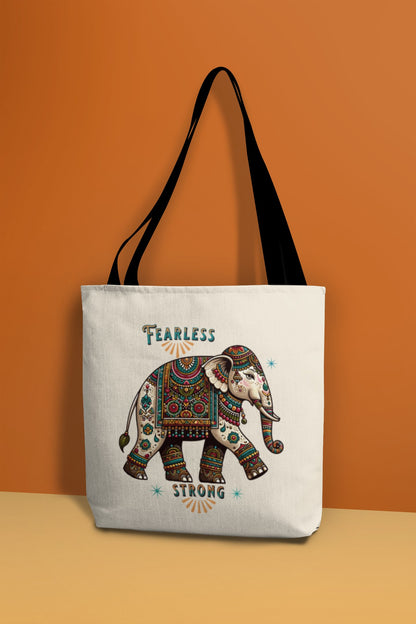 "Fearless,  Strong " Elephant Tote Bag