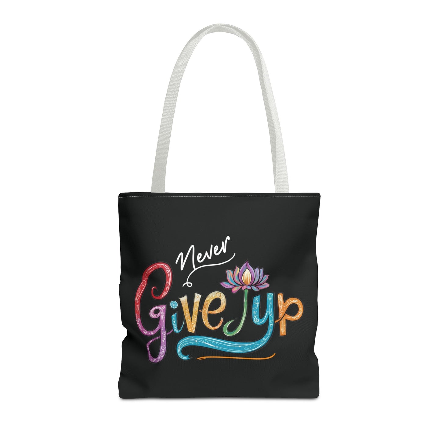 "Never give up " Lotus flower Tote Bag