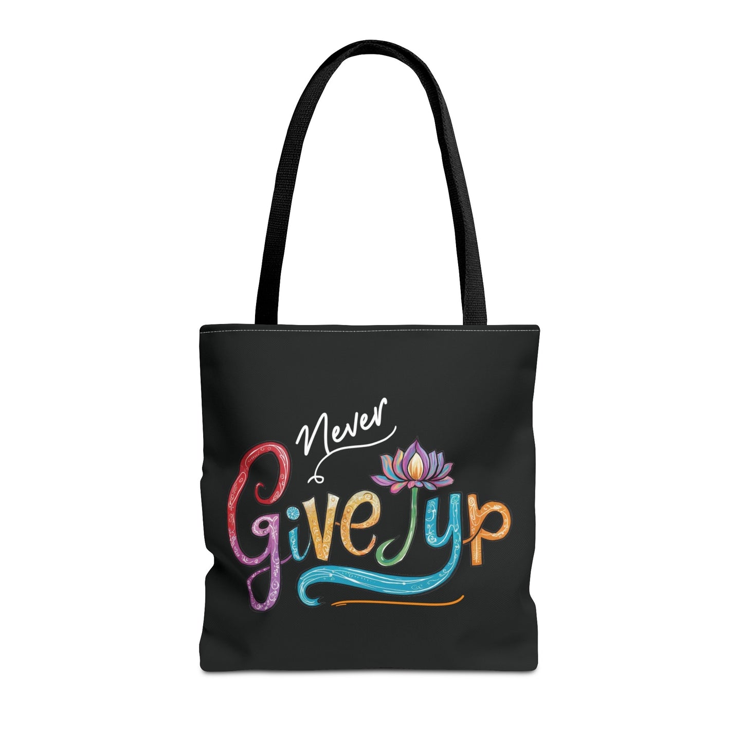 "Never give up " Lotus flower Tote Bag