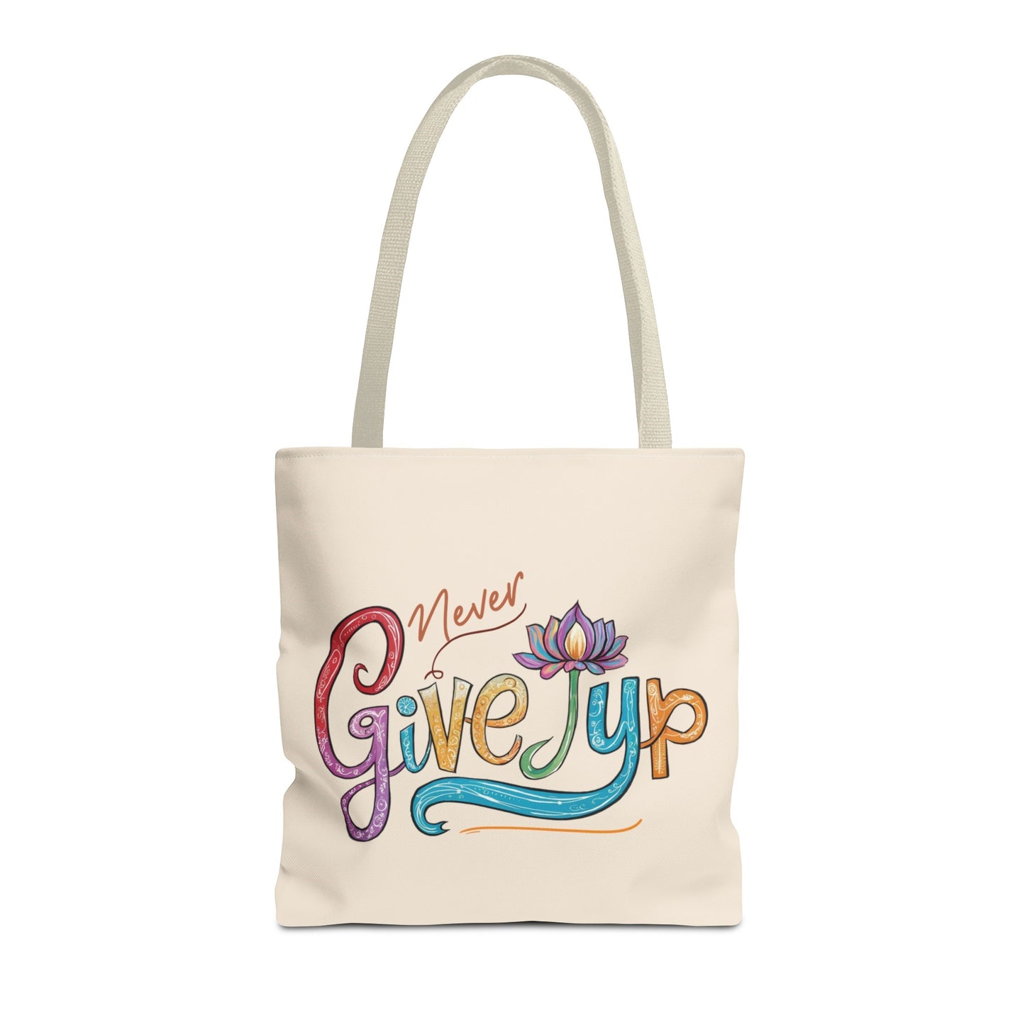 "Never give up " Lotus flower Tote Bag