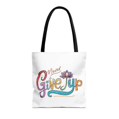 "Never give up " Lotus flower Tote Bag