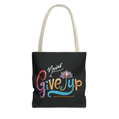 "Never give up " Lotus flower Tote Bag