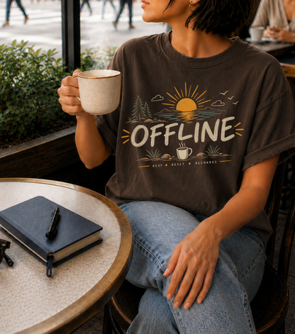 Offline Vintage T-Shirt | Slow Living Graphic Tee | Nature Lover Shirt