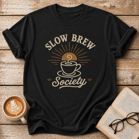 Slow Brew Society Vintage T-Shirt | Coffee Lover Tee | Slow Living Shirt